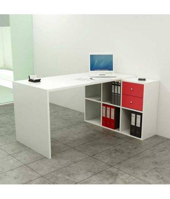 Artexport mesa escritorio home office con lateral estantería de 6 cubos tablero de 22mm blanco - desmontado-