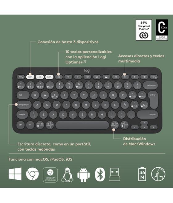 Logitech Pebble 2 Combo teclado Ratón incluido RF Wireless + Bluetooth QWERTY Español Grafito