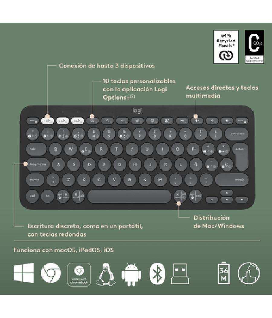 Logitech Pebble 2 Combo teclado Ratón incluido RF Wireless + Bluetooth QWERTY Español Grafito