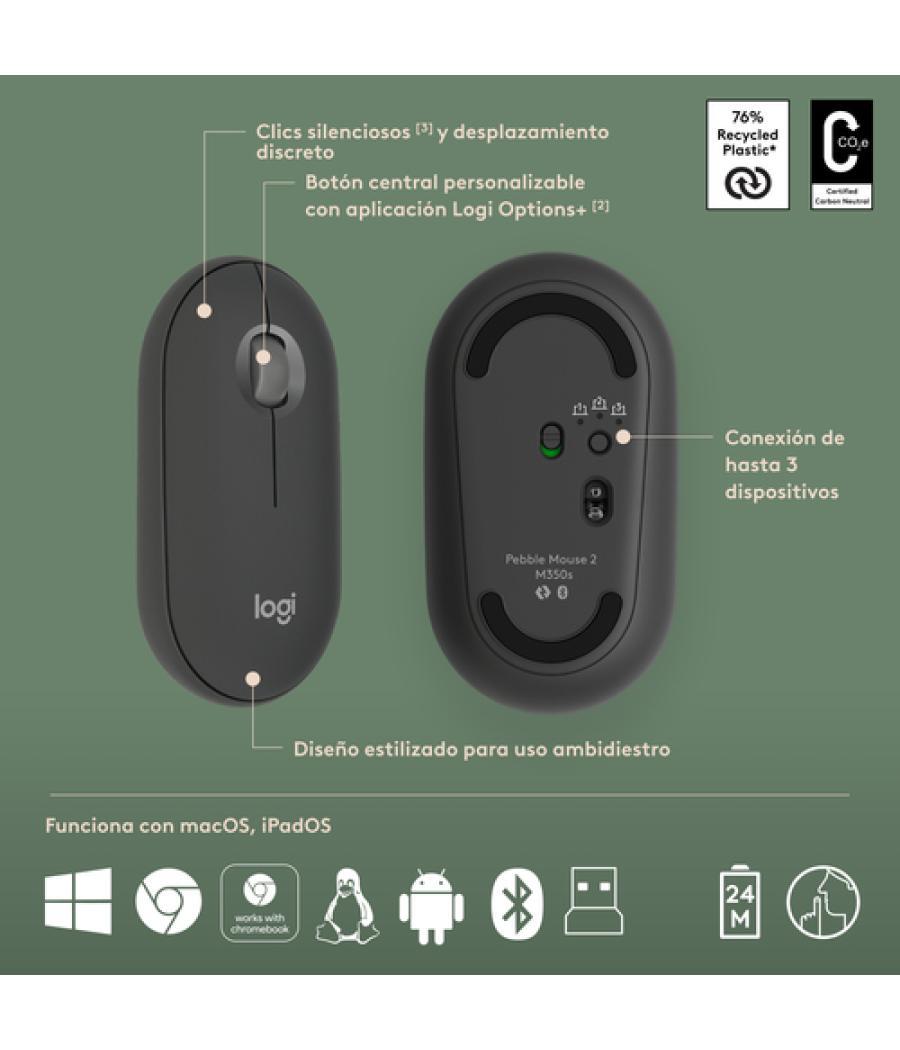 Logitech Pebble 2 Combo teclado Ratón incluido RF Wireless + Bluetooth QWERTY Español Grafito