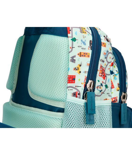 Cartera escolar liderpapel moc hila multibolsillo infantil cars azul 350x110x270 mm