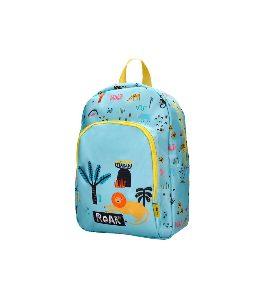 Cartera escolar liderpapel moc hila infantil safari diseño leon azul 330x100x250 mm