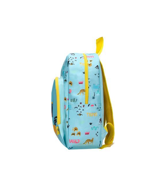 Cartera escolar liderpapel moc hila infantil safari diseño leon azul 330x100x250 mm