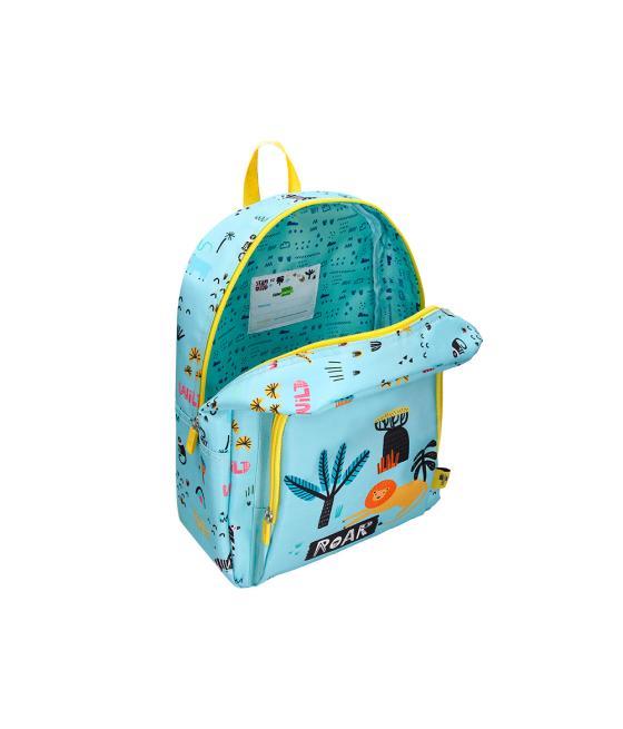 Cartera escolar liderpapel moc hila infantil safari diseño leon azul 330x100x250 mm