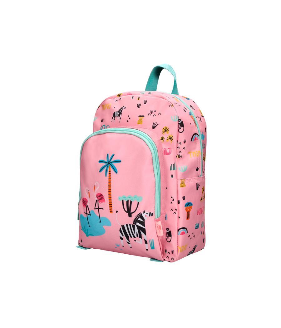 Cartera escolar liderpapel moc hila infantil safari diseño cebra rosa 330x100x250 mm