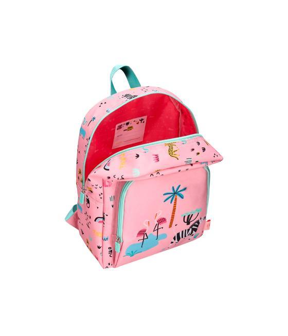 Cartera escolar liderpapel moc hila infantil safari diseño cebra rosa 330x100x250 mm