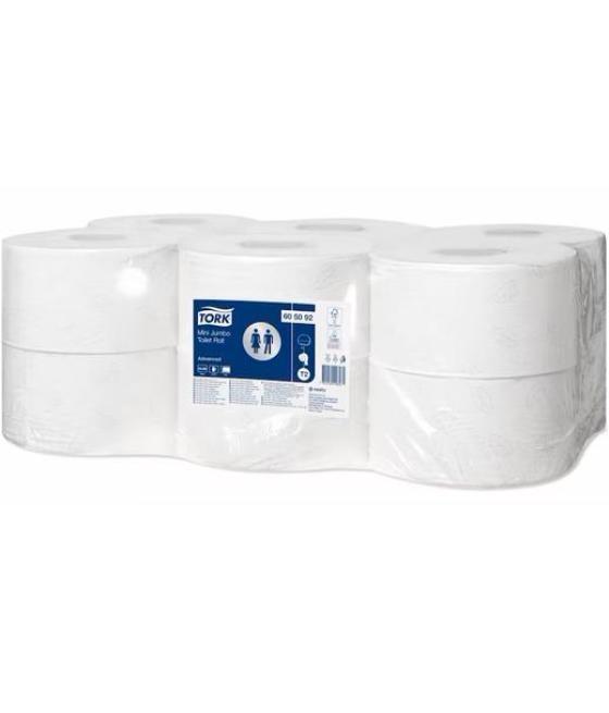 Tork papel higiénico 2c mini jumbo advanced bolsa de 12 blanco