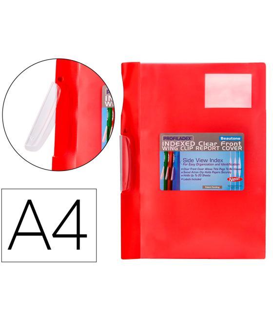 Carpeta beautone dossier pinza lateral 48380 polipropildin-a4 roja pinza giratoria -pack de 10 retráctilado