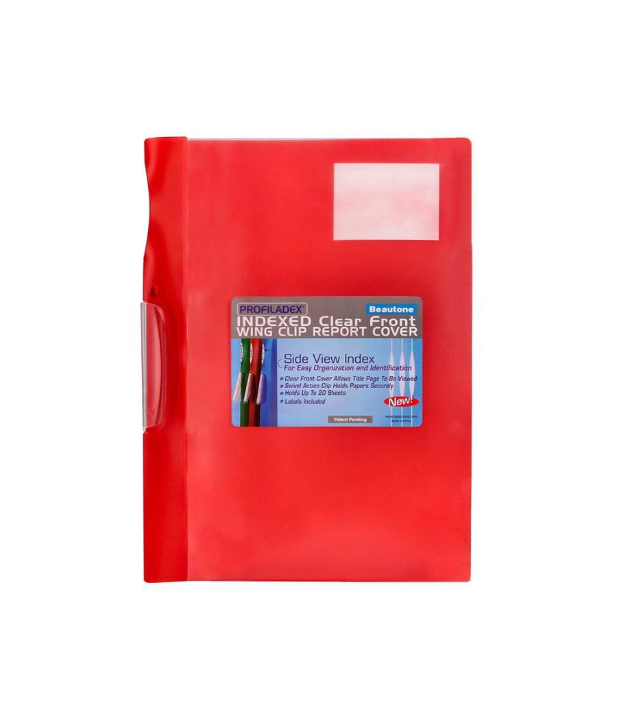 Carpeta beautone dossier pinza lateral 48380 polipropildin-a4 roja pinza giratoria -pack de 10 retráctilado