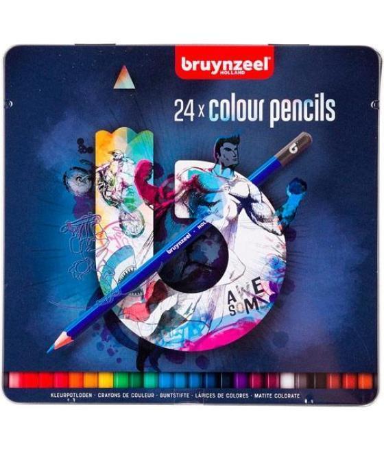 Talens bruynzeel lápices de colores surtido oscuro estuche metálico 24 ud