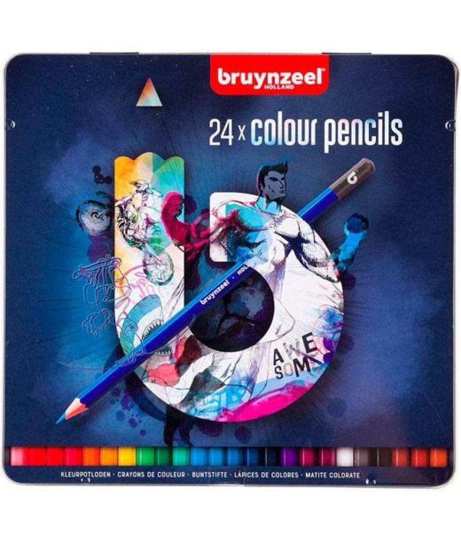 Talens bruynzeel lápices de colores estuche metálico 24 ud surtido oscuro