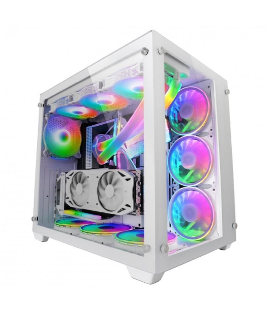 Caja e-atx torre gaming mars gaming mcv3 white xxl premium custom doble ventana de cristal templado sin fuente de alimentacion