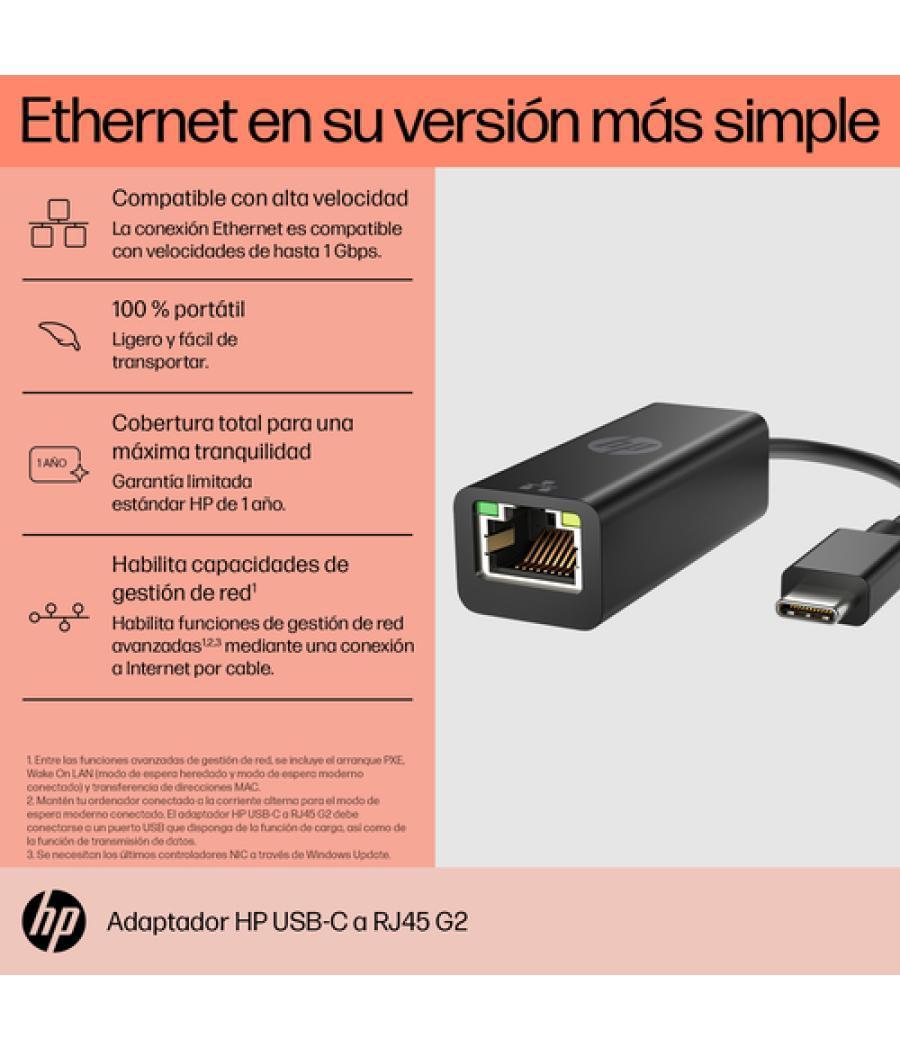 HP USB-C - RJ45 Adaptör G2 tarjeta y adaptador de interfaz RJ-45