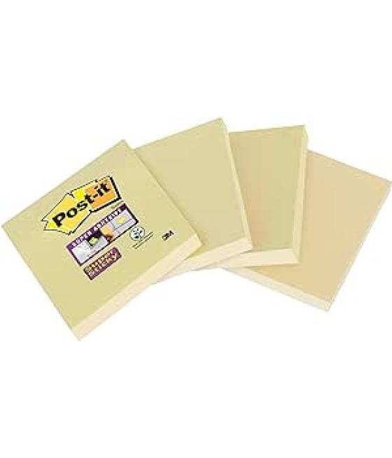 Pack 4 blocs 45 hojas notas recicladas adhesivas 102x152mm super sticky canary yellow con líneas 4645-rsscy4 post-it 7100321347