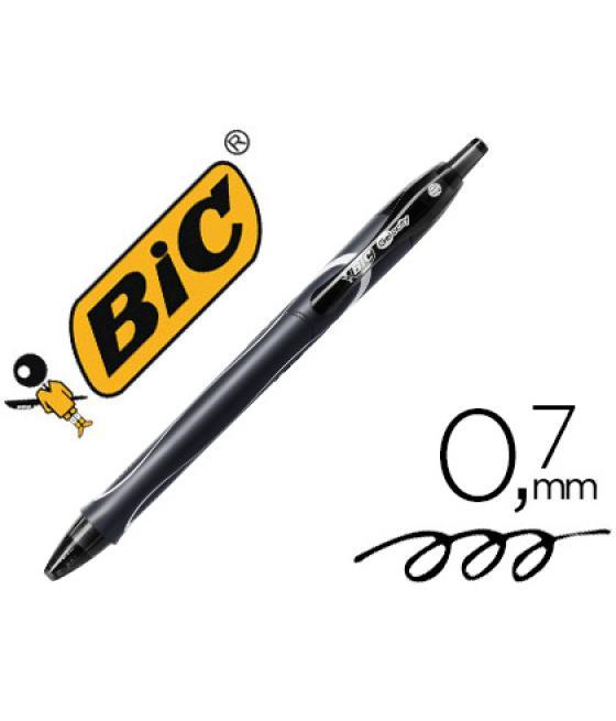 Bolígrafo bic gelocity quick dry retráctil tinta gel negro punta de 0,7 mm