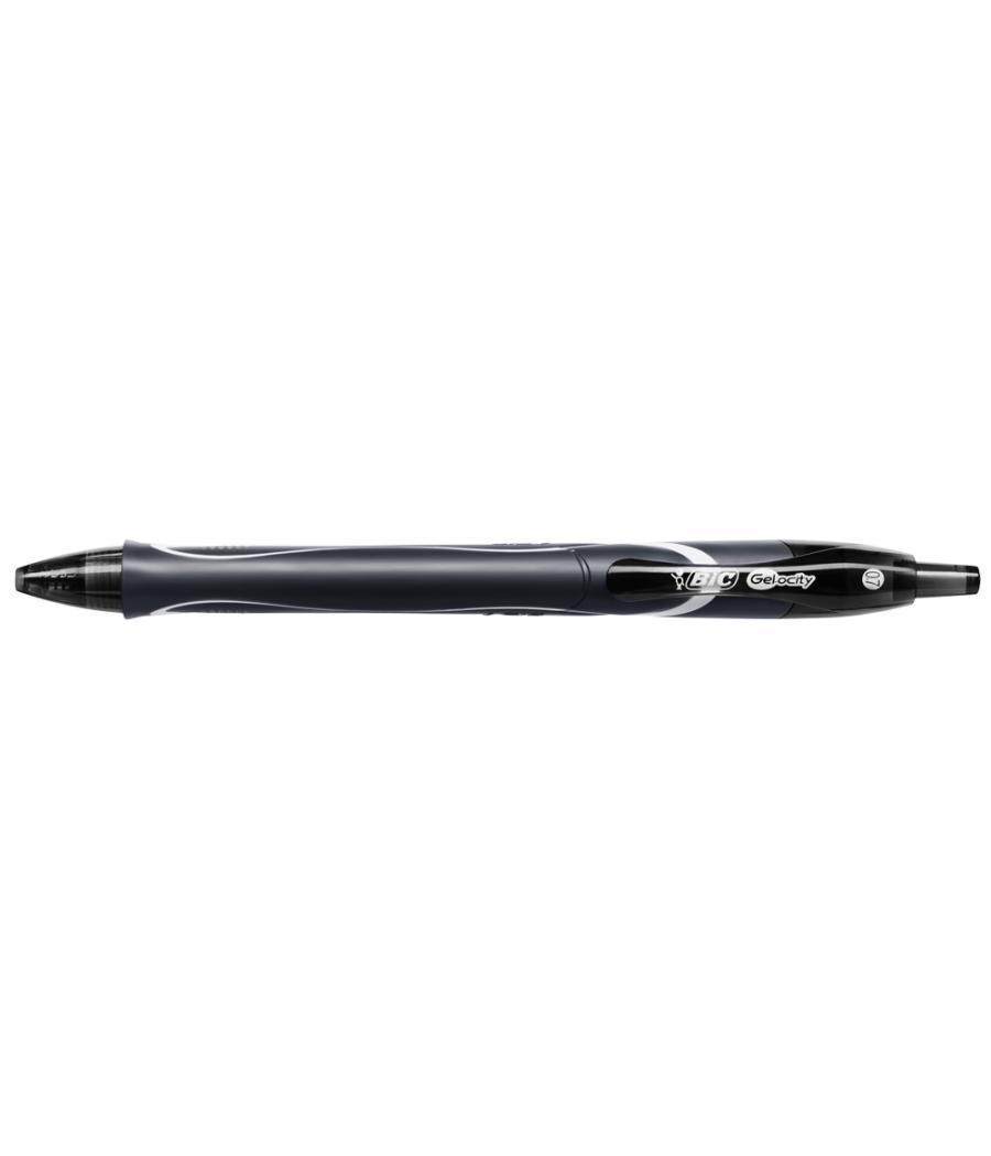Bolígrafo bic gelocity quick dry retráctil tinta gel negro punta de 0,7 mm