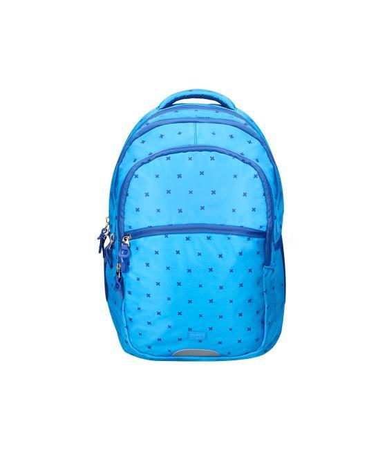 Cartera escolar liderpapel moc hila multibolsillo diseño azul 450x145x300 mm