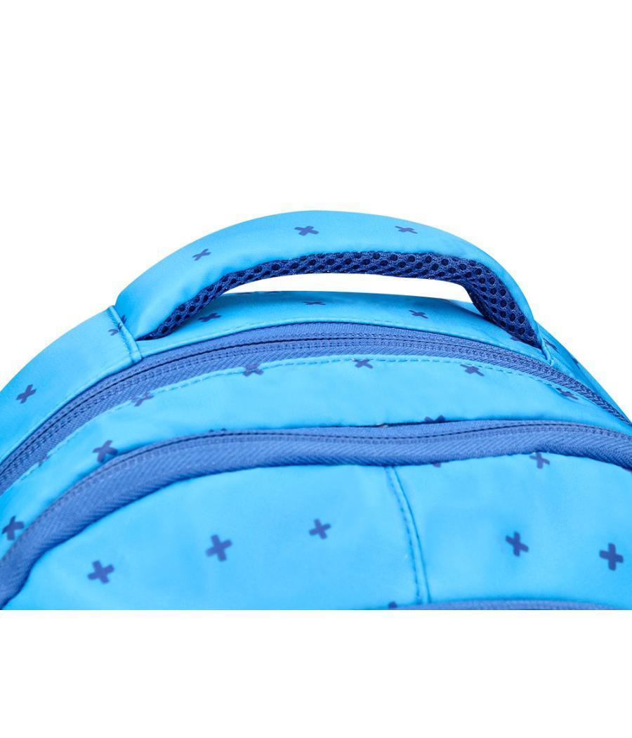 Cartera escolar liderpapel moc hila multibolsillo diseño azul 450x145x300 mm