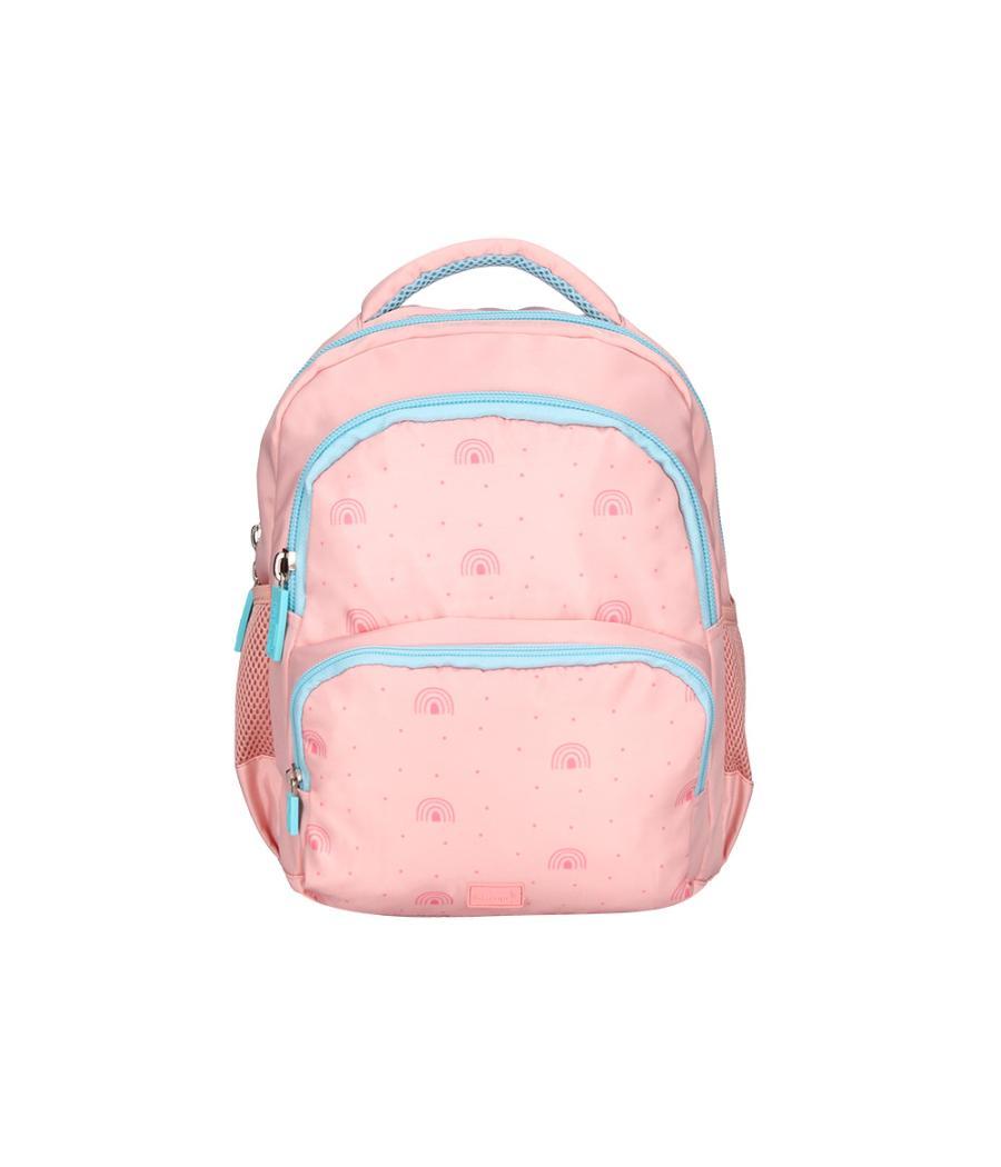 Cartera escolar liderpapel moc hila multibolsillo infantil rainbows rosa 350x110x270 mm
