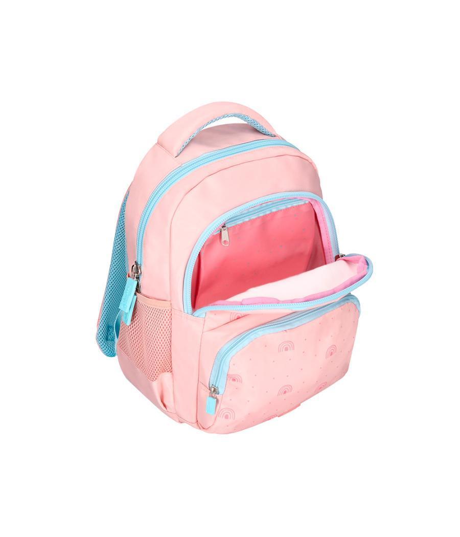Cartera escolar liderpapel moc hila multibolsillo infantil rainbows rosa 350x110x270 mm
