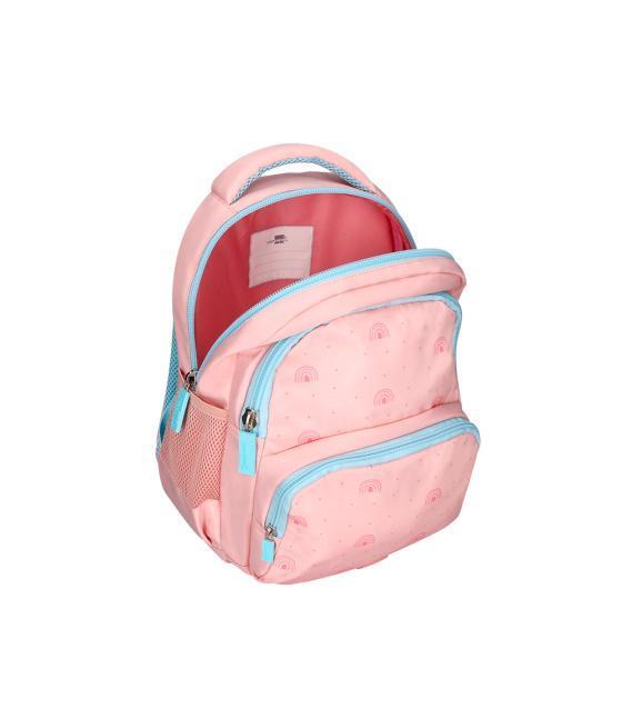 Cartera escolar liderpapel moc hila multibolsillo infantil rainbows rosa 350x110x270 mm