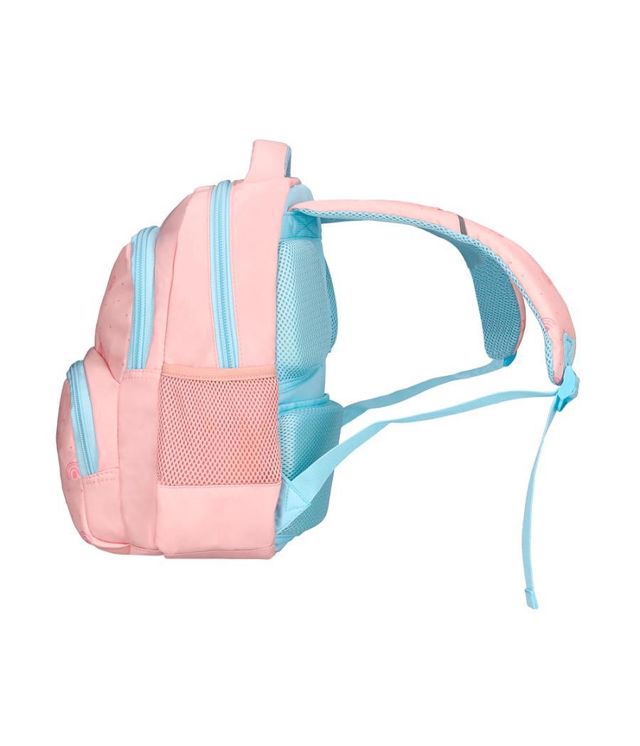 Cartera escolar liderpapel moc hila multibolsillo infantil rainbows rosa 350x110x270 mm