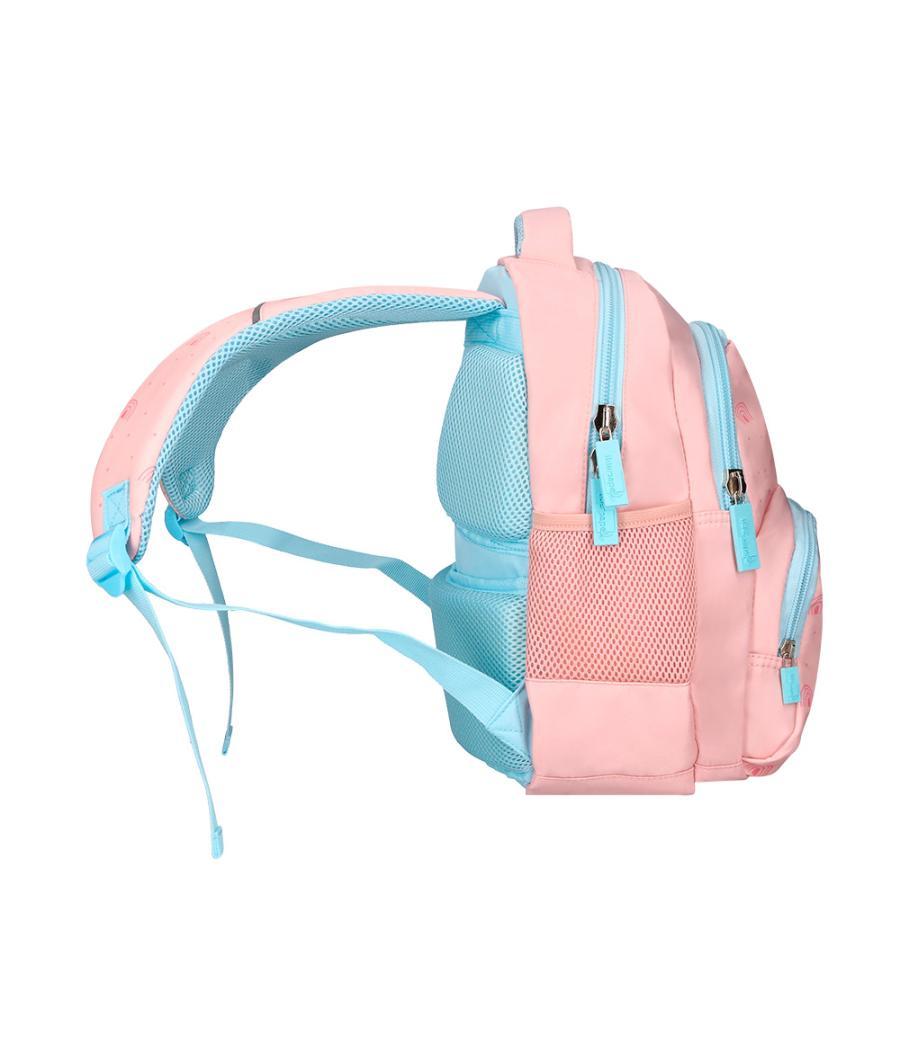 Cartera escolar liderpapel moc hila multibolsillo infantil rainbows rosa 350x110x270 mm