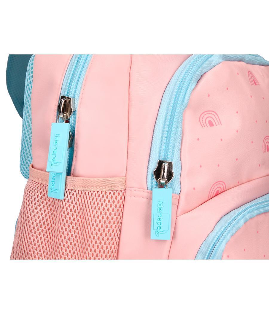 Cartera escolar liderpapel moc hila multibolsillo infantil rainbows rosa 350x110x270 mm
