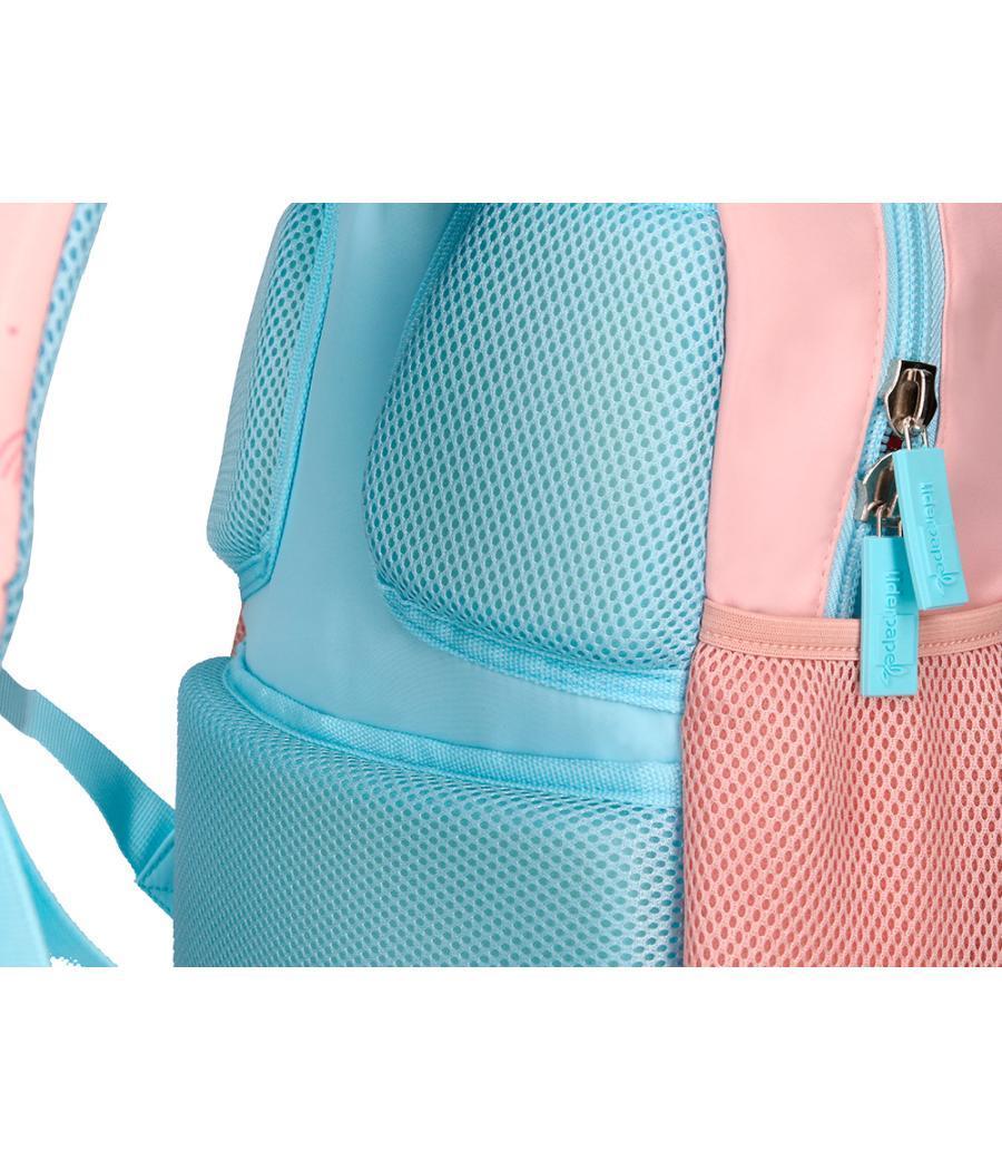 Cartera escolar liderpapel moc hila multibolsillo infantil rainbows rosa 350x110x270 mm