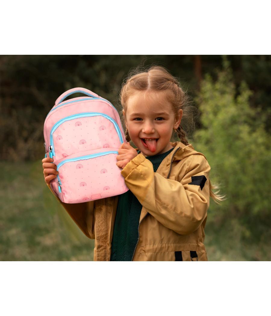 Cartera escolar liderpapel moc hila multibolsillo infantil rainbows rosa 350x110x270 mm