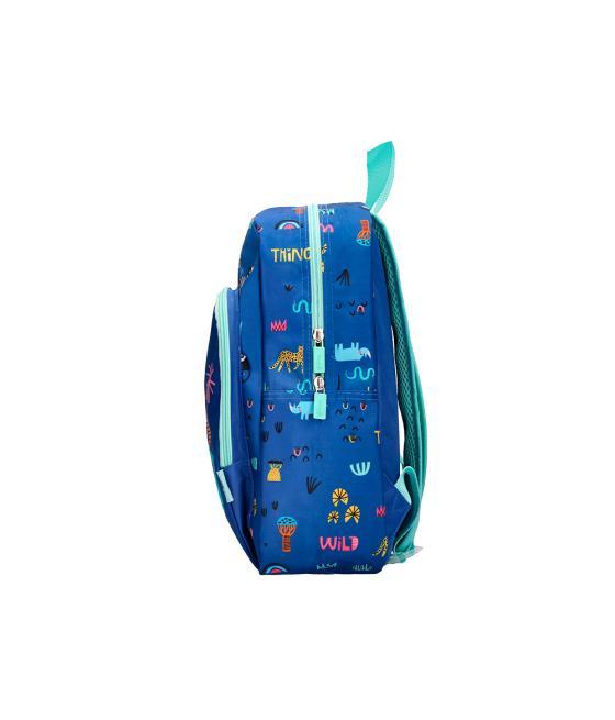 Cartera escolar liderpapel moc hila infantil safari diseño cocodrilo azul marino 330x100x250 mm