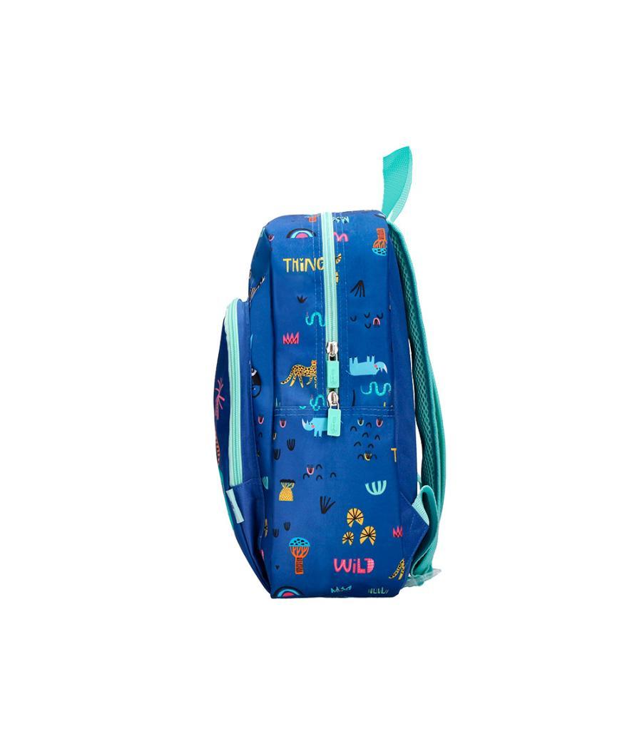 Cartera escolar liderpapel moc hila infantil safari diseño cocodrilo azul marino 330x100x250 mm