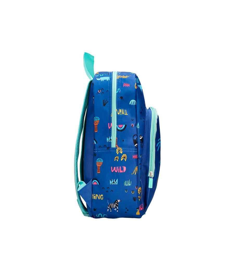 Cartera escolar liderpapel moc hila infantil safari diseño cocodrilo azul marino 330x100x250 mm