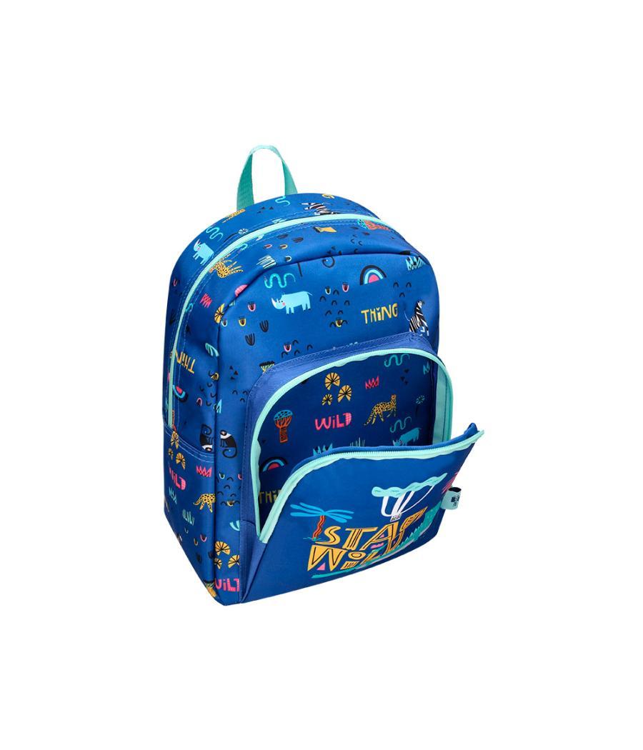 Cartera escolar liderpapel moc hila infantil safari diseño cocodrilo azul marino 330x100x250 mm