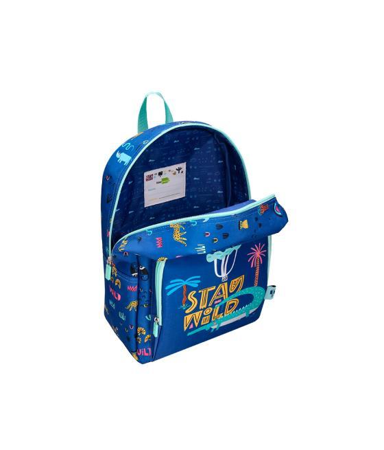 Cartera escolar liderpapel moc hila infantil safari diseño cocodrilo azul marino 330x100x250 mm