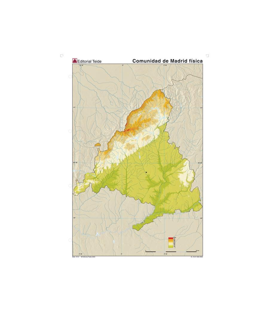 Mapa mudo color din a4 madrid comunidad de madrid fisico