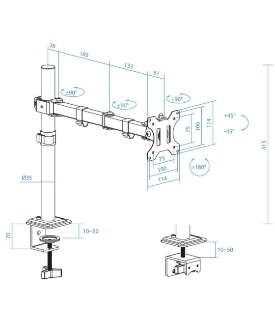 Soporte para monitor tooq db1801tn-b/ hasta 8kg