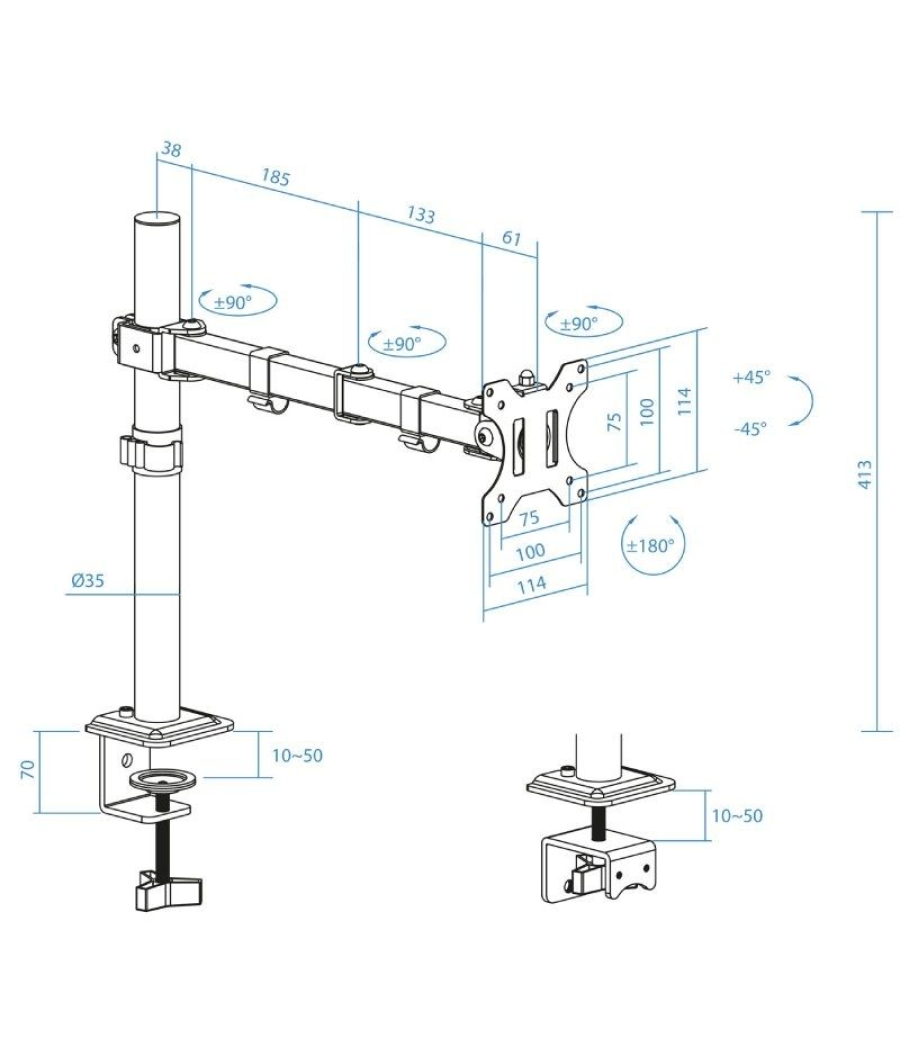 Soporte para monitor tooq db1801tn-b/ hasta 8kg