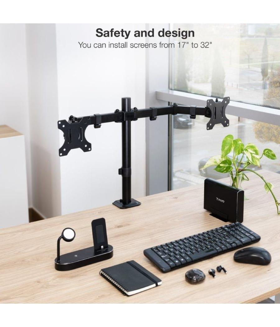 Soporte para 2 monitores tooq db1802tn-b/ hasta 8kg