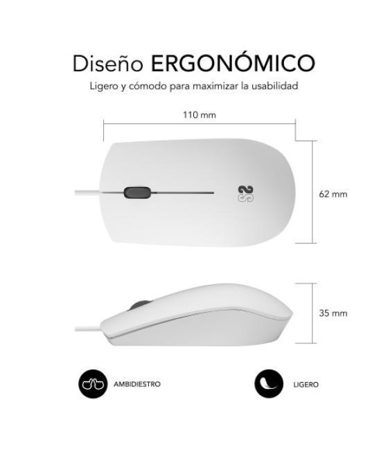 Subblim ratón business silencioso con cable usb 1200 dpi blanco