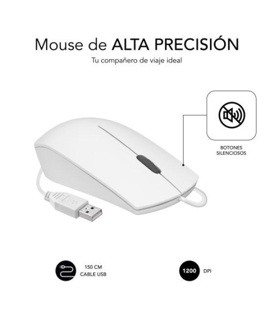 Subblim ratón business silencioso con cable usb 1200 dpi blanco
