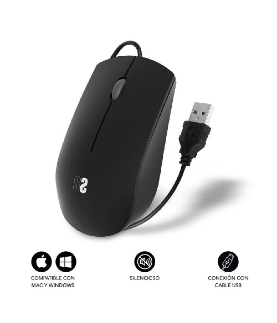 Subblim ratón business silencioso con cable usb 1200 dpi