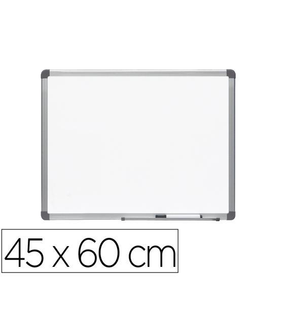 Pizarra blanca rocada lacada magnética marco aluminio con cantóneras 45x60 cm