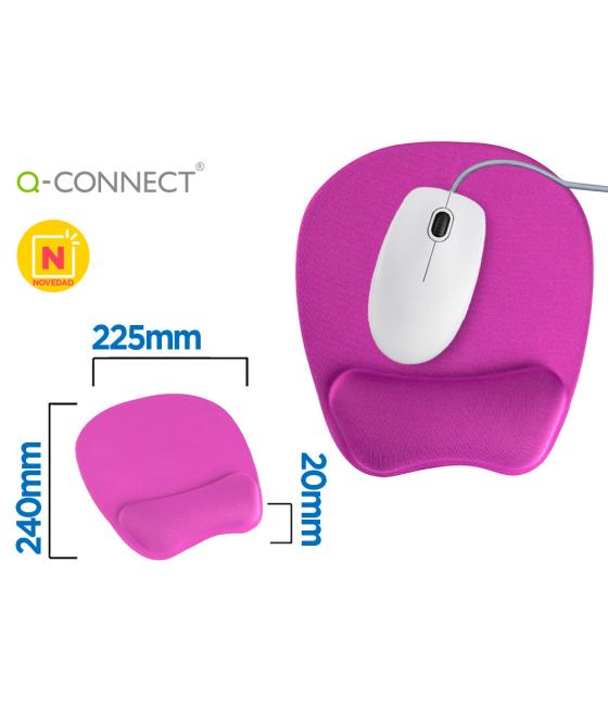 Alfombrilla para raton q-connect con reposamuñecas ergonomico de gel color violeta 225xx240x20 mm