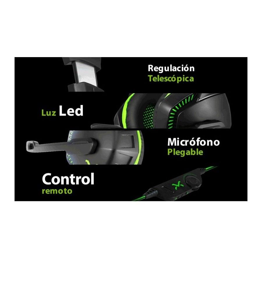 Auriculares Gaming con Micrófono Droxio Leyon/ Jack 3.5/ USB 2.0/ Verdes - Imagen 3