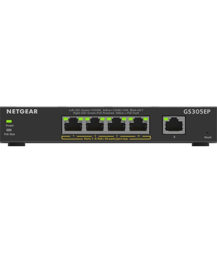 NETGEAR 5-Port Gigabit Ethernet PoE+ Plus Switch (GS305EP) Gestionado L2/L3 Gigabit Ethernet (10/100/1000) Energía sobre Etherne