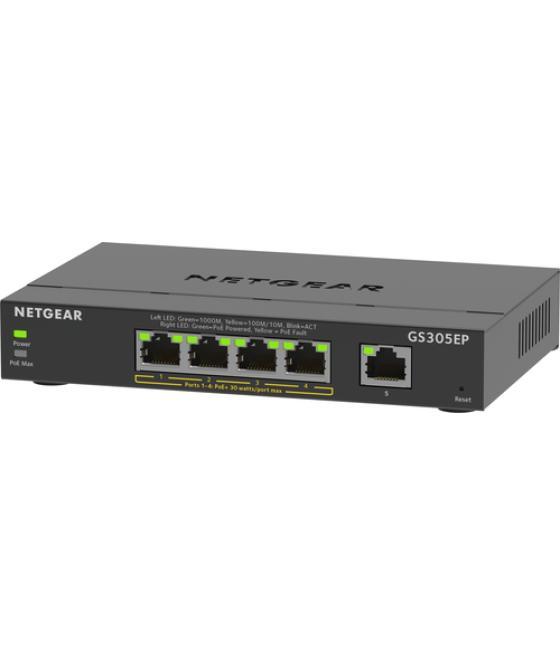 NETGEAR 5-Port Gigabit Ethernet PoE+ Plus Switch (GS305EP) Gestionado L2/L3 Gigabit Ethernet (10/100/1000) Energía sobre Etherne