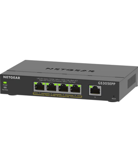 NETGEAR 5-Port Gigabit Ethernet High-Power PoE+ Plus Switch (GS305EPP) Gestionado L2/L3 Gigabit Ethernet (10/100/1000) Energía s