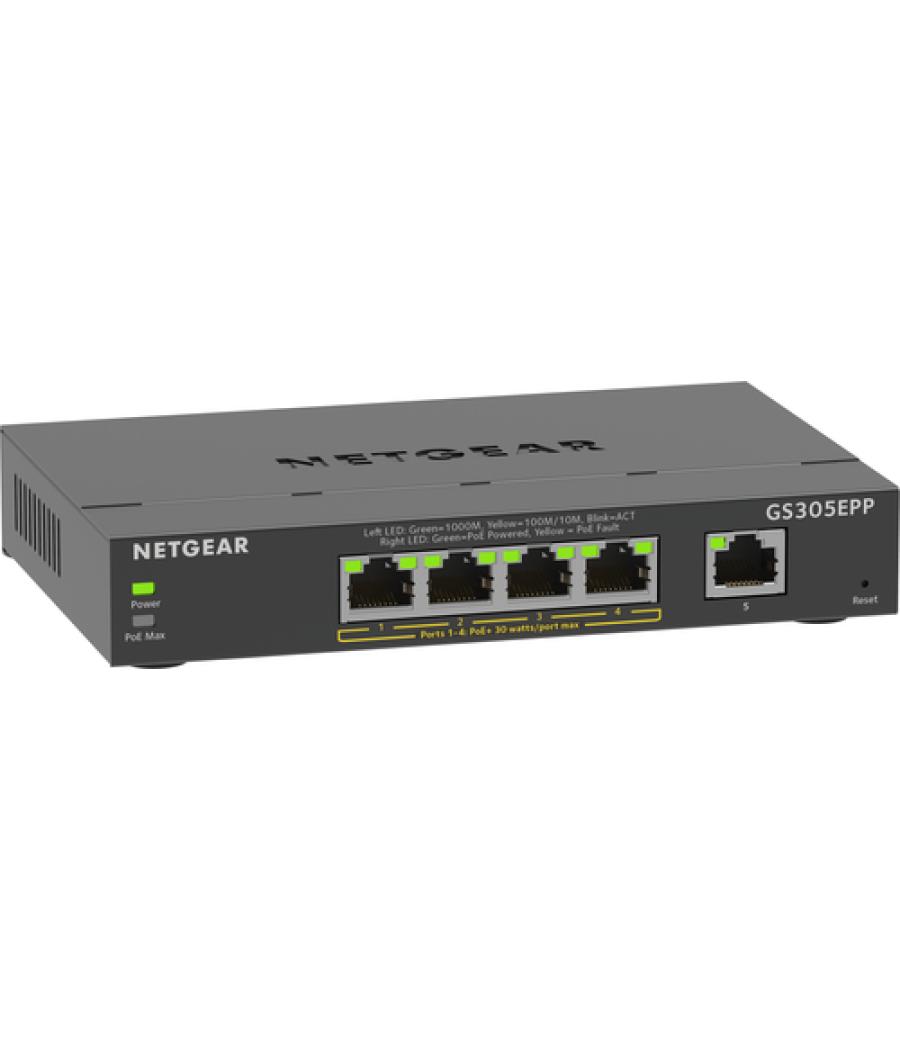 NETGEAR 5-Port Gigabit Ethernet High-Power PoE+ Plus Switch (GS305EPP) Gestionado L2/L3 Gigabit Ethernet (10/100/1000) Energía s