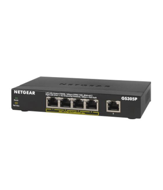 Netgear GS305Pv2 No administrado Gigabit Ethernet (10/100/1000) Energía sobre Ethernet (PoE) Negro